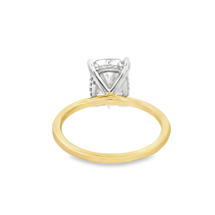 3.03 CT Lab Grown Cushion Diamond 14K Yellow Gold Engagement Ring