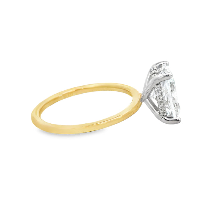3.03 CT Lab Grown Cushion Diamond 14K Yellow Gold Engagement Ring