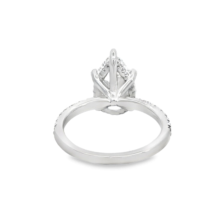 3.00 CT Lab Grown Pear-Shaped Diamond 14K White Gold Hidden Halo Engagement Ring