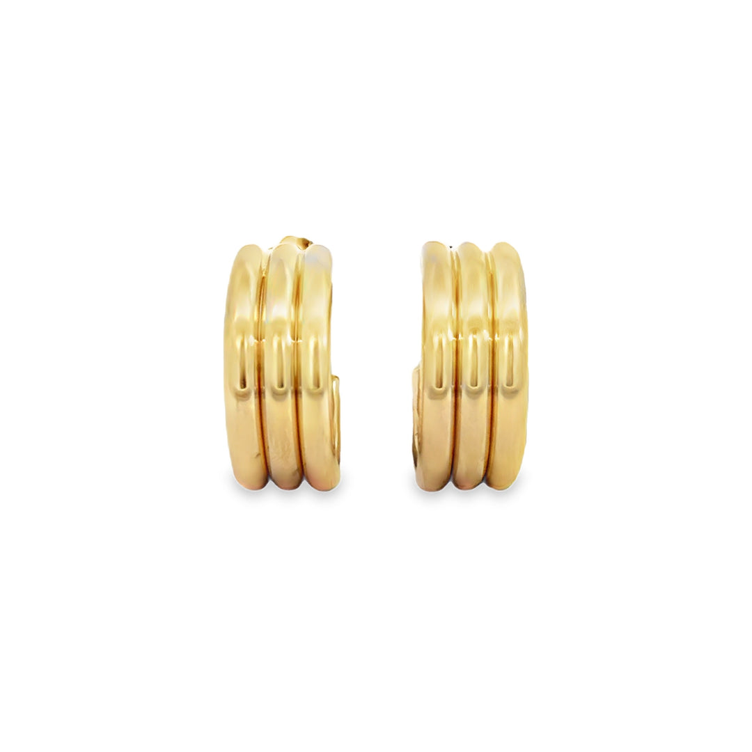14K Yellow Gold Triple Hollow Hoop Earrings