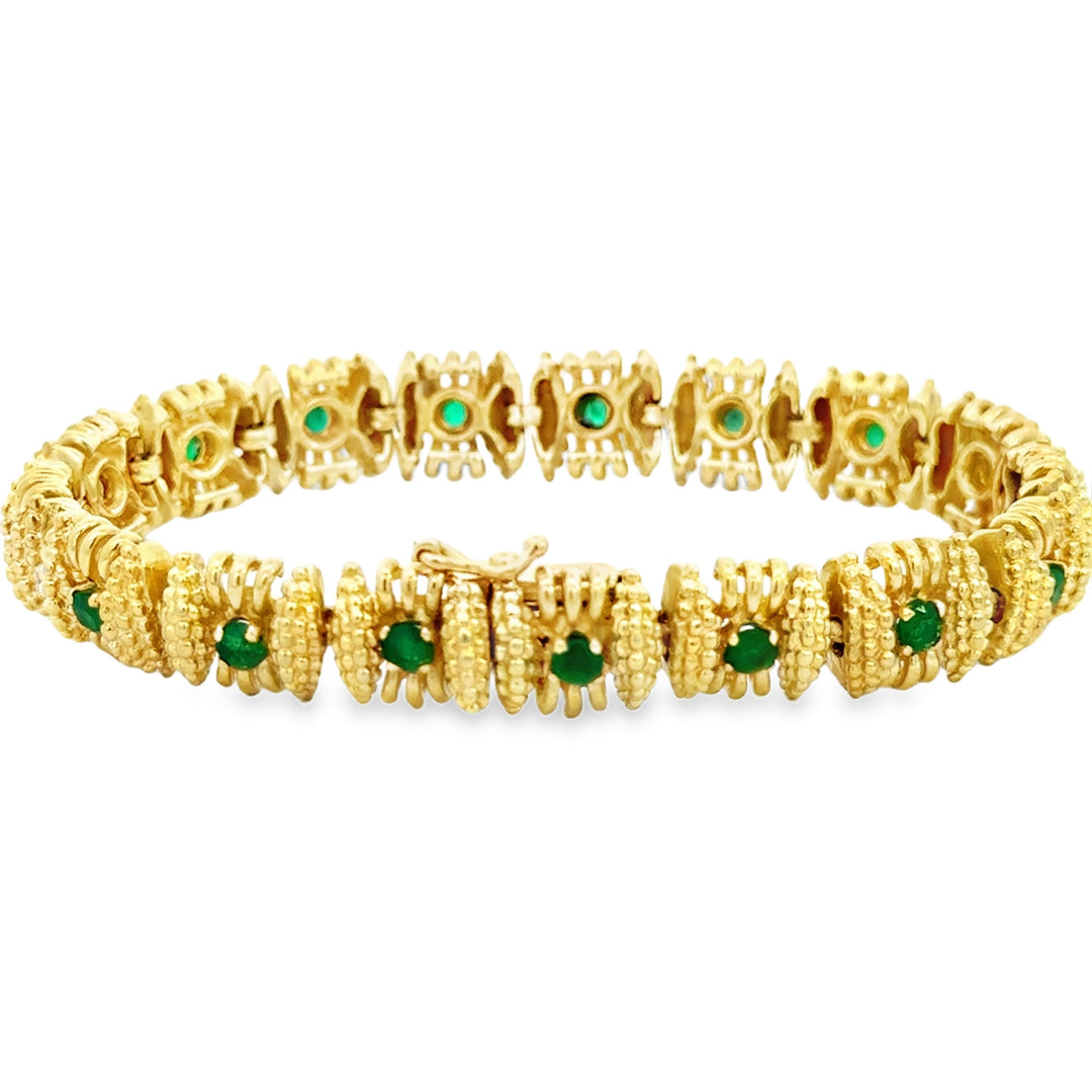 18K Yellow Gold Emerald Bracelet