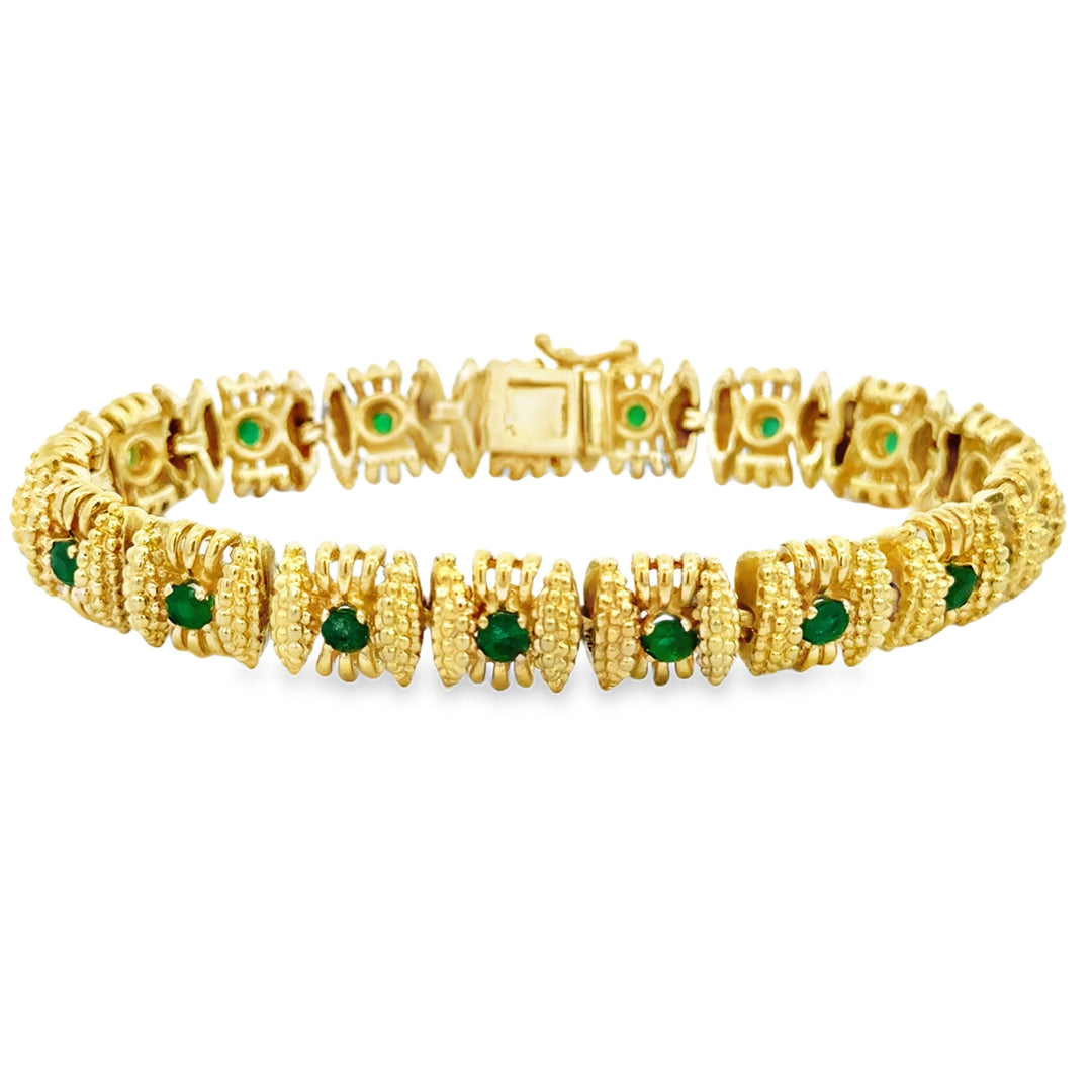 18K Yellow Gold Emerald Bracelet