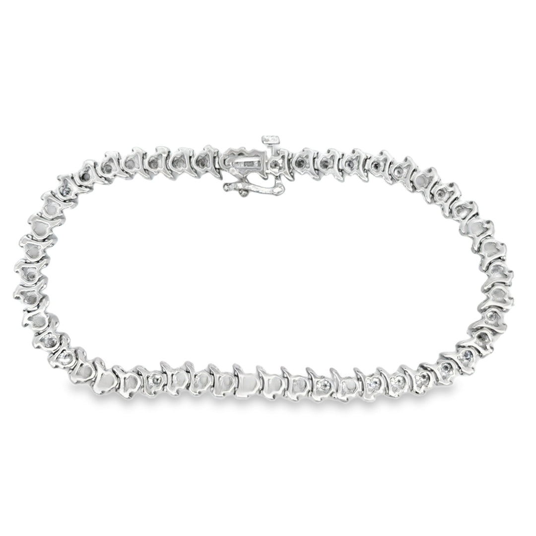 1.95 CTW Diamond 10K White Gold Tennis Bracelet