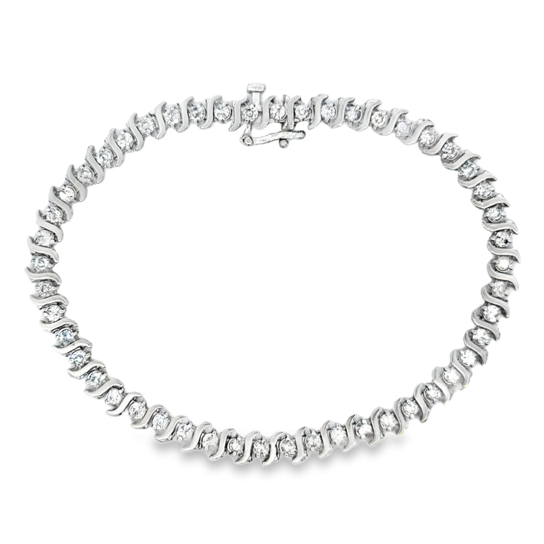 1.95 CTW Diamond 10K White Gold Tennis Bracelet