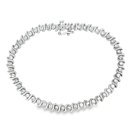1.95 CTW Diamond 10K White Gold Tennis Bracelet