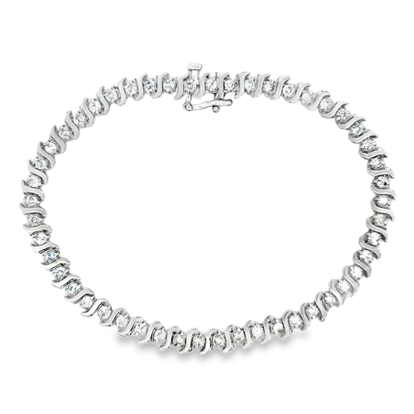 1.95 CTW Diamond 10K White Gold Tennis Bracelet
