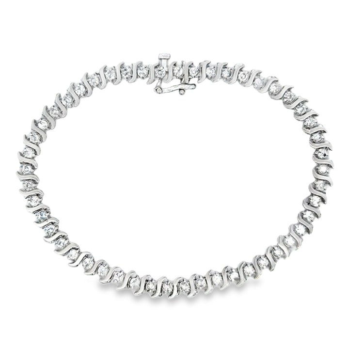 1.95 CTW Diamond 10K White Gold Tennis Bracelet