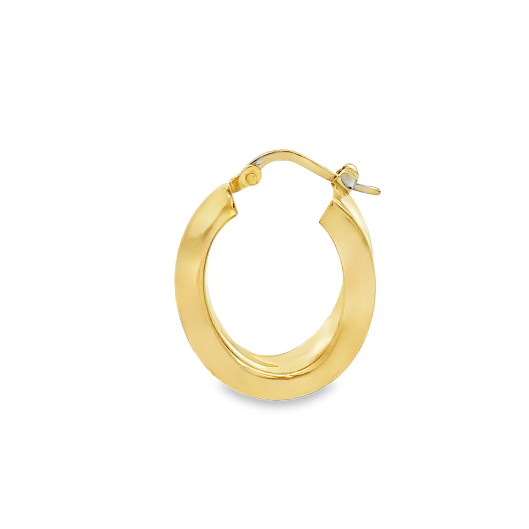 18K Yellow Gold Oval Hoop Earrings