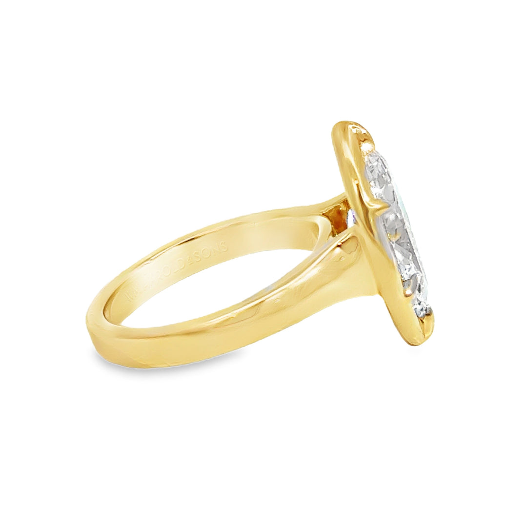 3.01 CT Marquise Lab Grown Diamond 14K Yellow Gold Engagement Ring