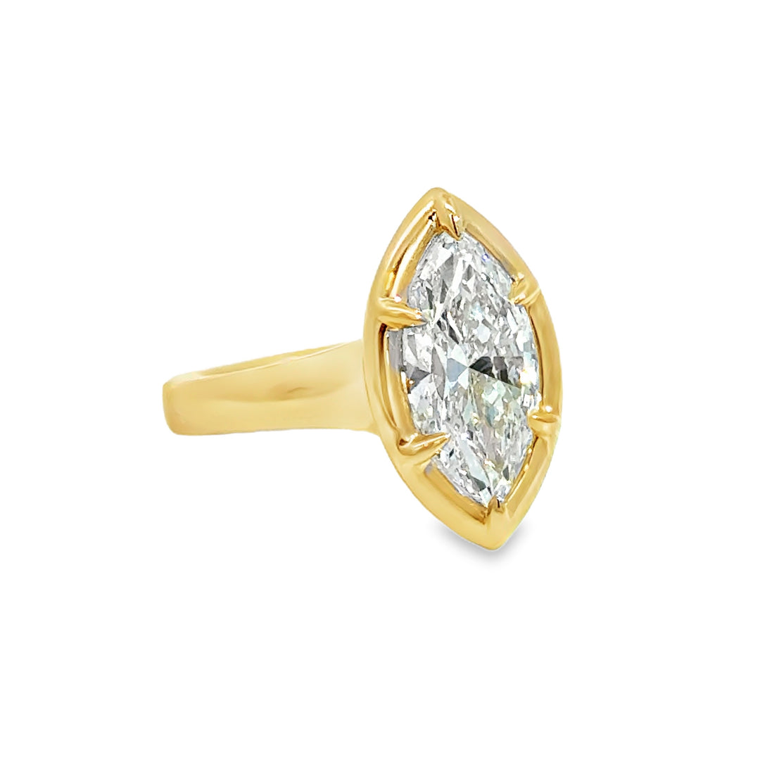 3.01 CT Marquise Lab Grown Diamond 14K Yellow Gold Engagement Ring
