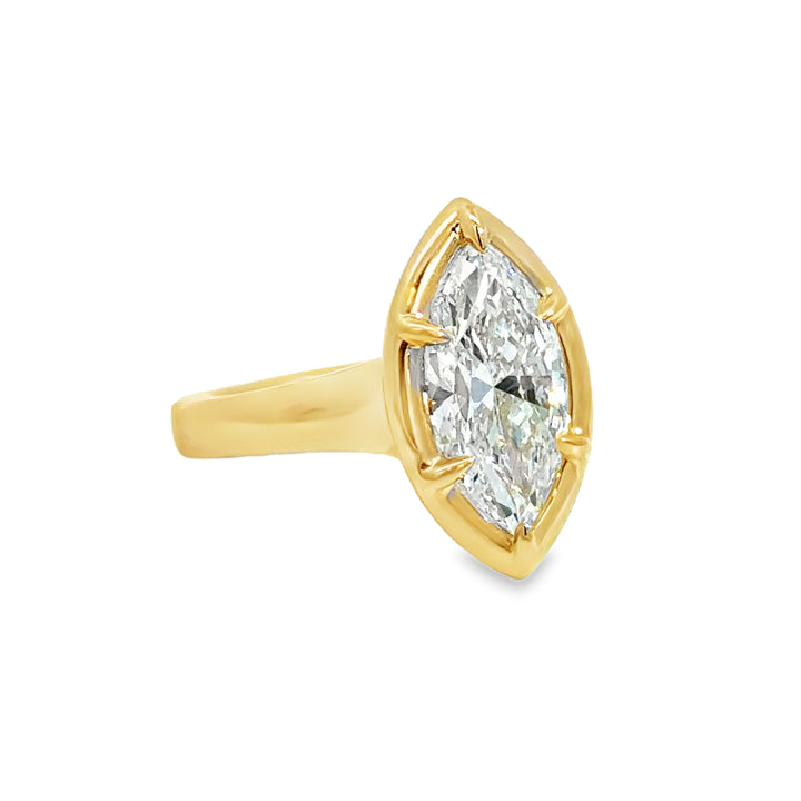 3.01 CT Marquise Lab Grown Diamond 14K Yellow Gold Engagement Ring