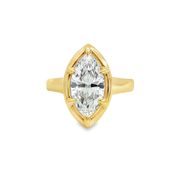 3.01 CT Marquise Lab Grown Diamond 14K Yellow Gold Engagement Ring