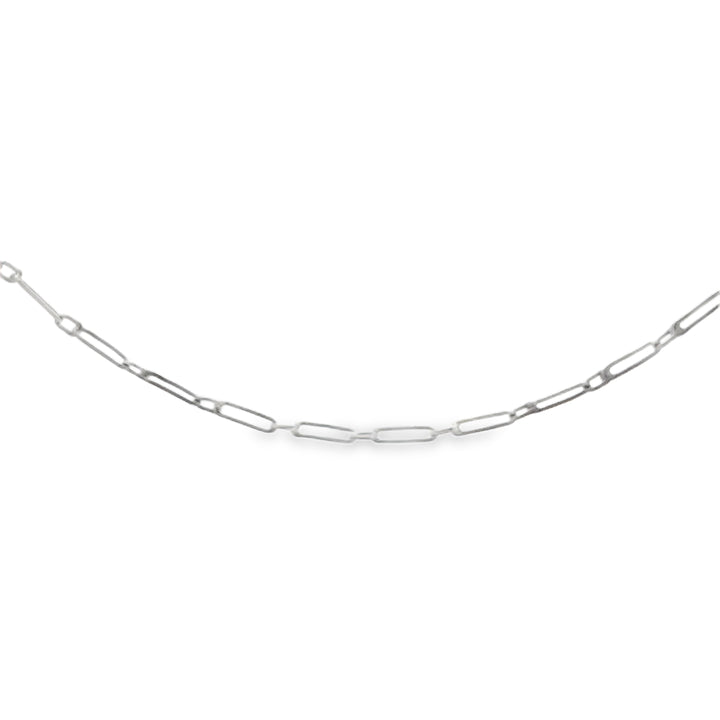16" Platinum 1.3mm Elongated Link Chain Necklace