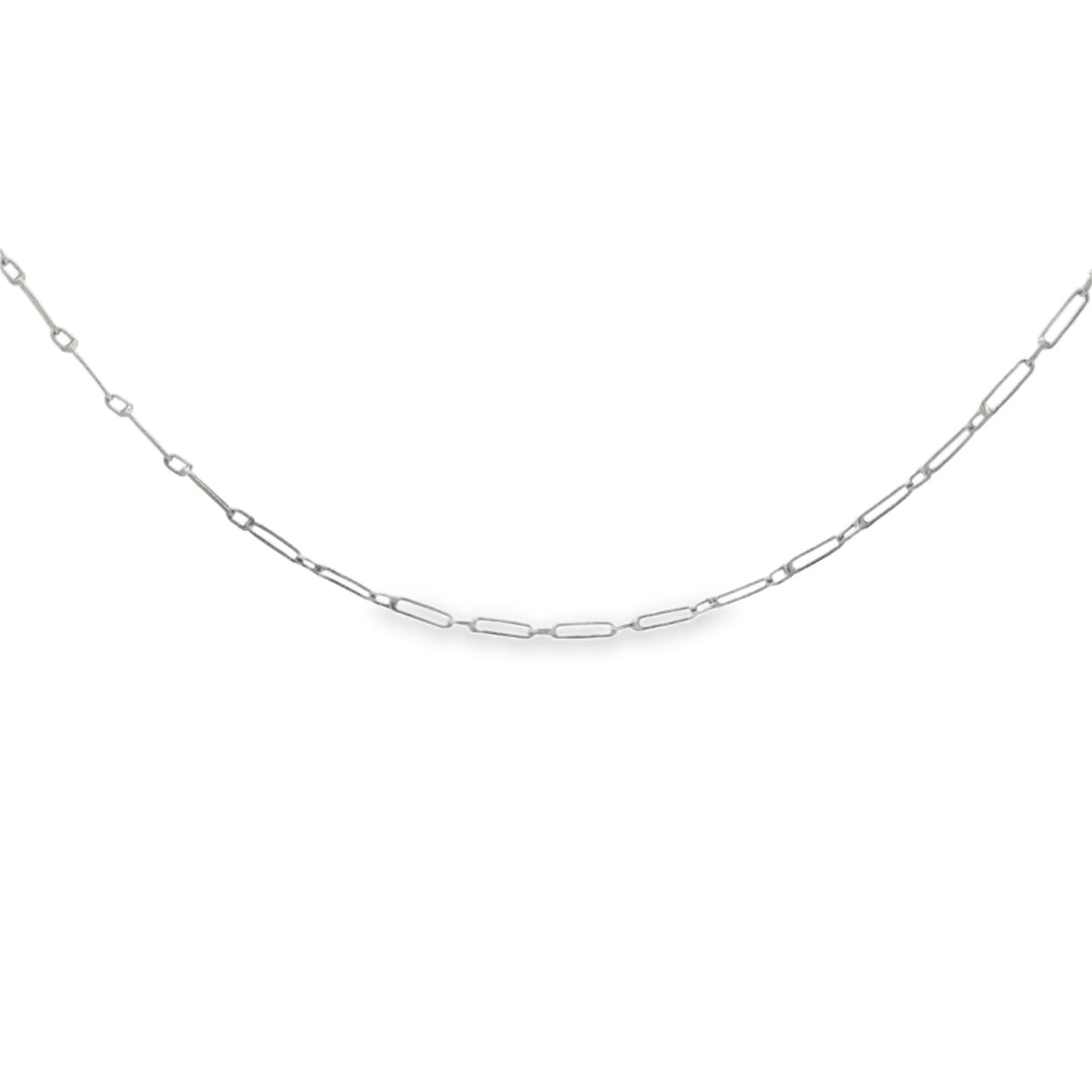 16" Platinum 1.3mm Elongated Link Chain Necklace
