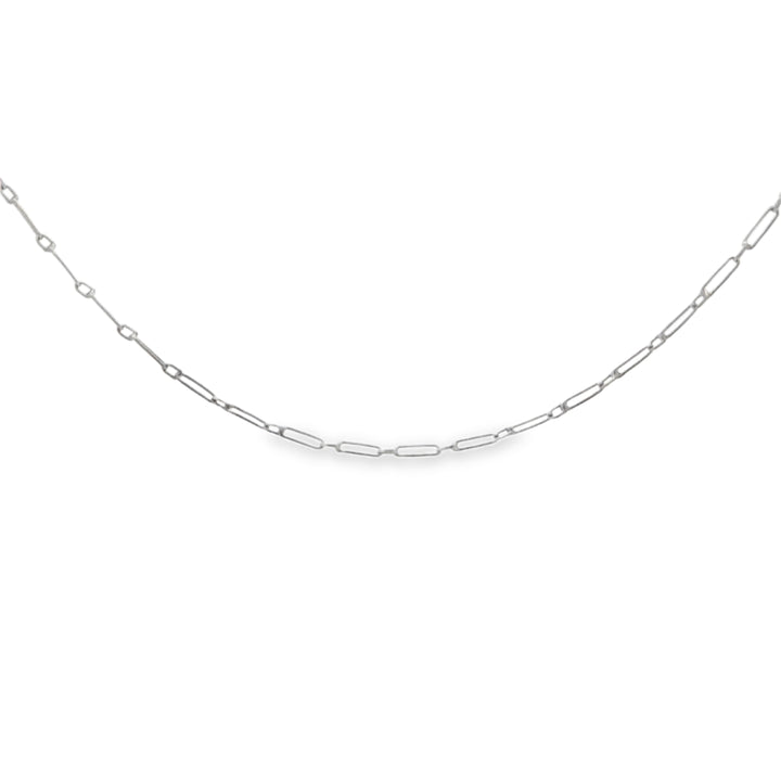 16" Platinum 1.3mm Elongated Link Chain Necklace