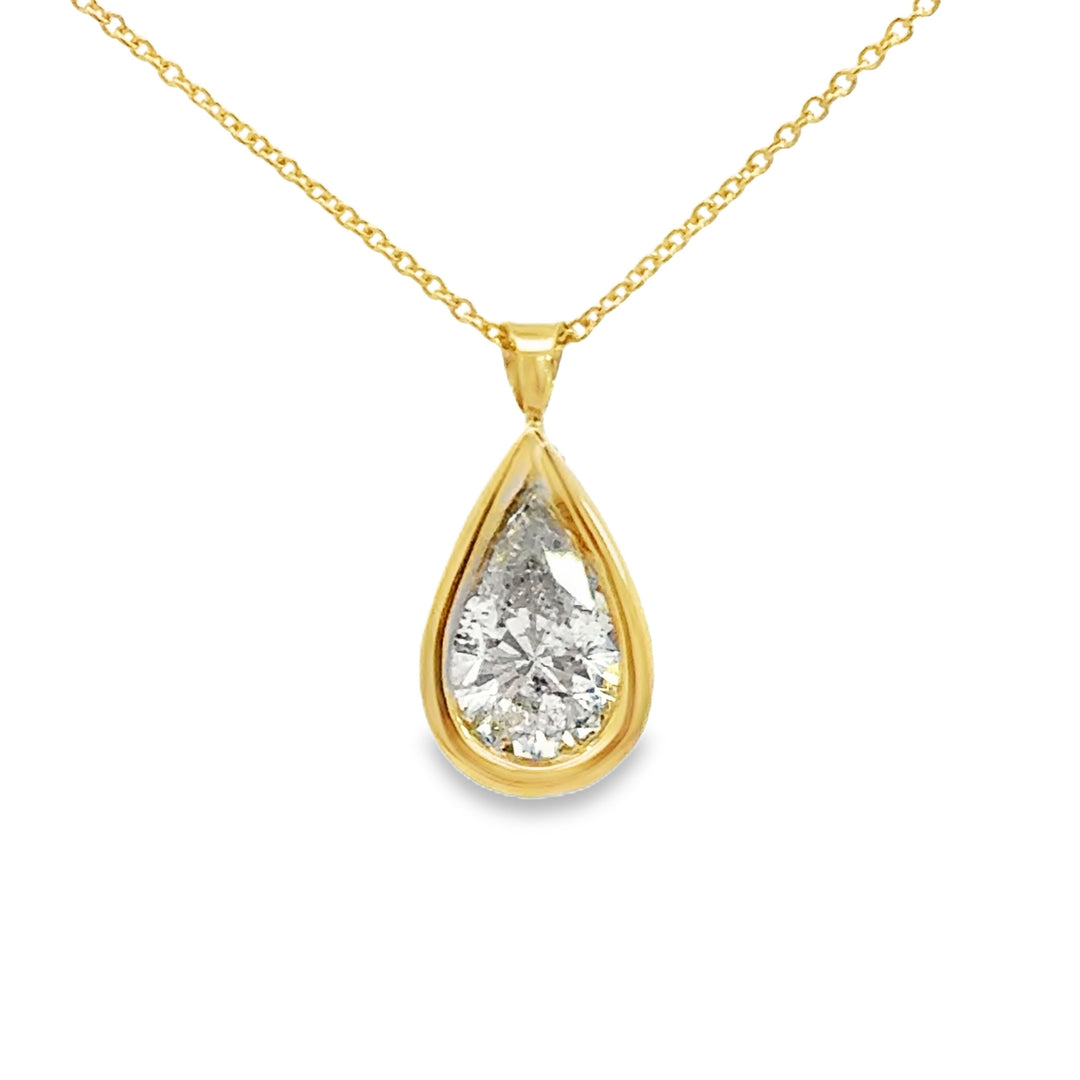 1.25 CT Pear-Shaped Diamond 14K Yellow Gold Pendant Necklace