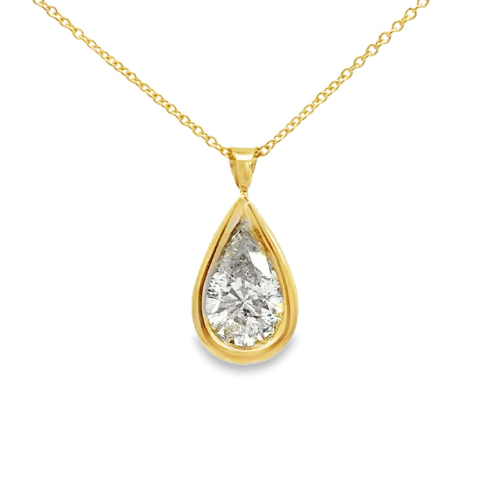 1.25 CT Pear-Shaped Diamond 14K Yellow Gold Pendant Necklace