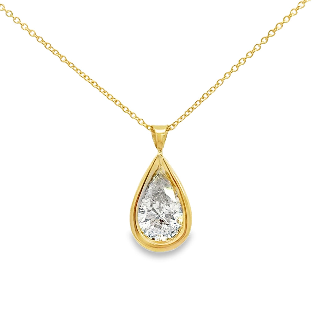 1.25 CT Pear-Shaped Diamond 14K Yellow Gold Pendant Necklace
