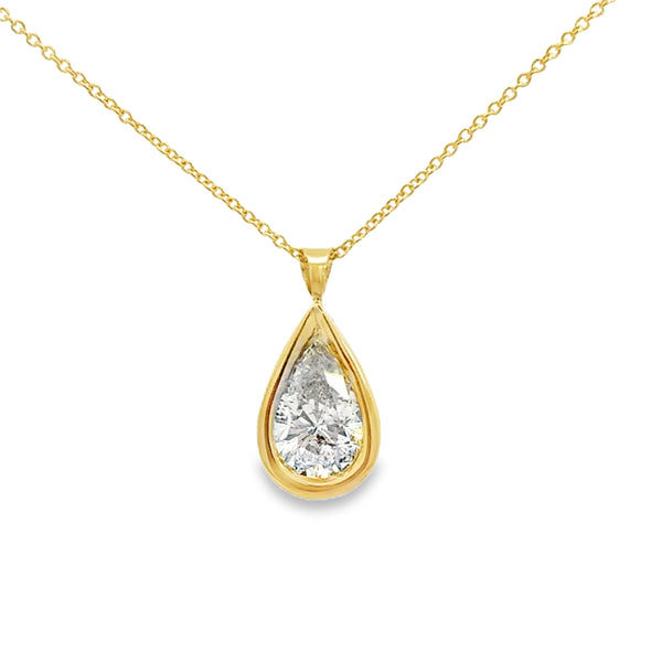 1.25 CT Pear-Shaped Diamond 14K Yellow Gold Pendant Necklace