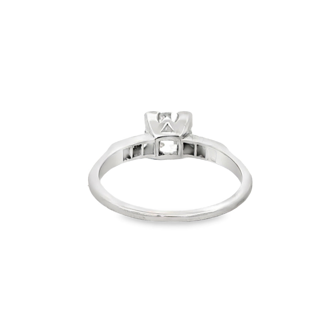 0.82 CT Vintage Art Deco Diamond Platinum Engagement Ring