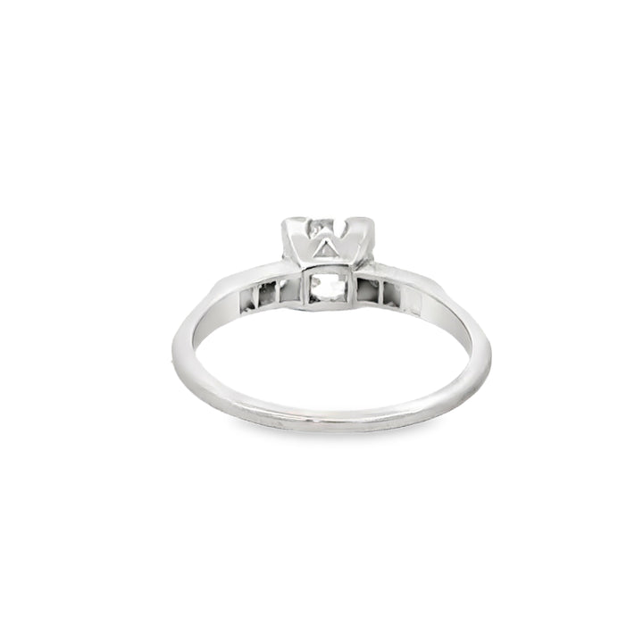 0.82 CT Vintage Art Deco Diamond Platinum Engagement Ring