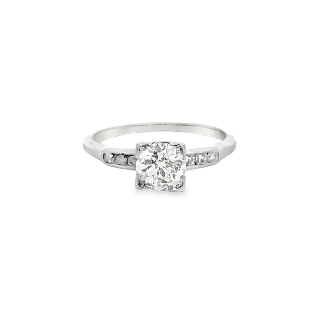 0.82 CT Vintage Art Deco Diamond Platinum Engagement Ring
