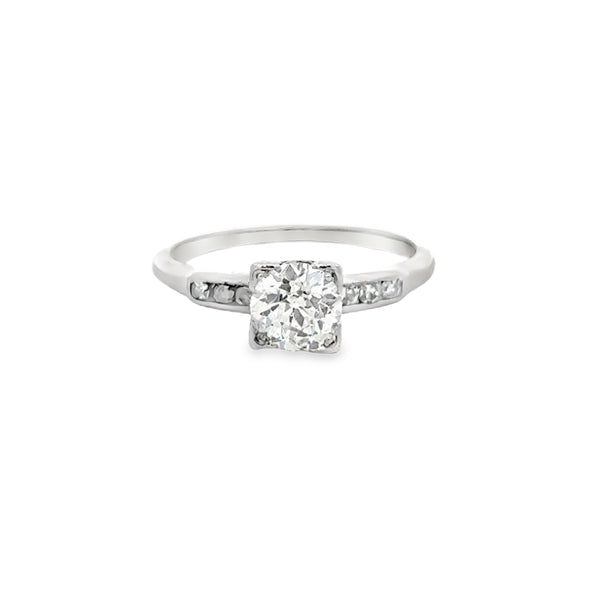 0.82 CT Vintage Art Deco Diamond Platinum Engagement Ring