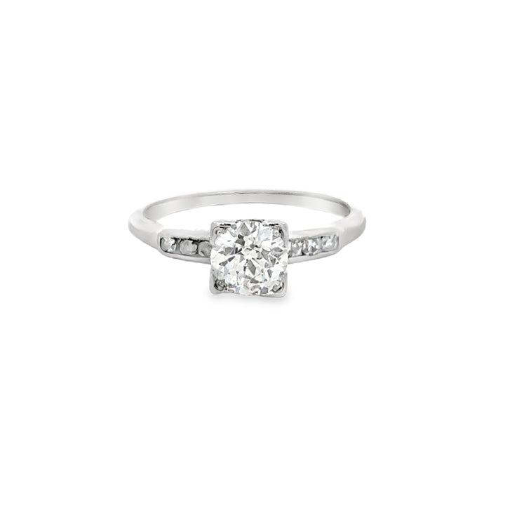 0.82 CT Vintage Art Deco Diamond Platinum Engagement Ring