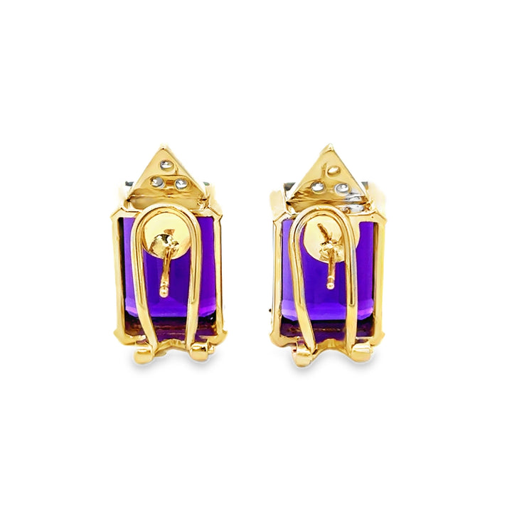 0.10 CTW Diamond &amp; Amethyst 14K Two-Tone Gold Drop Earrings