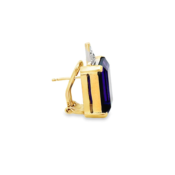 0.10 CTW Diamond &amp; Amethyst 14K Two-Tone Gold Drop Earrings