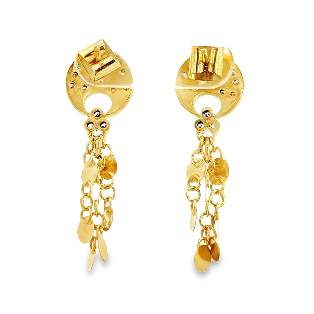 0.20 CTW Diamond 18K Yellow Gold Dangle Drop Earrings