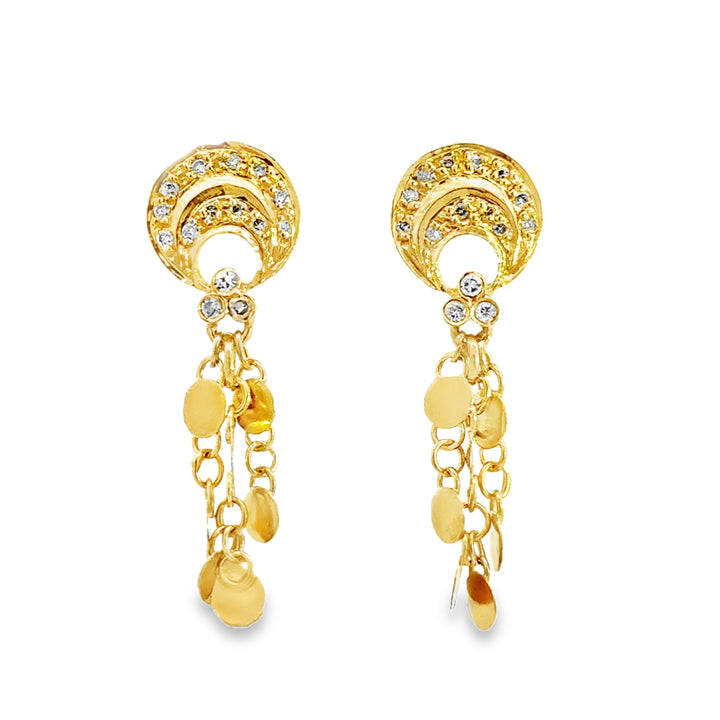 0.20 CTW Diamond 18K Yellow Gold Dangle Drop Earrings