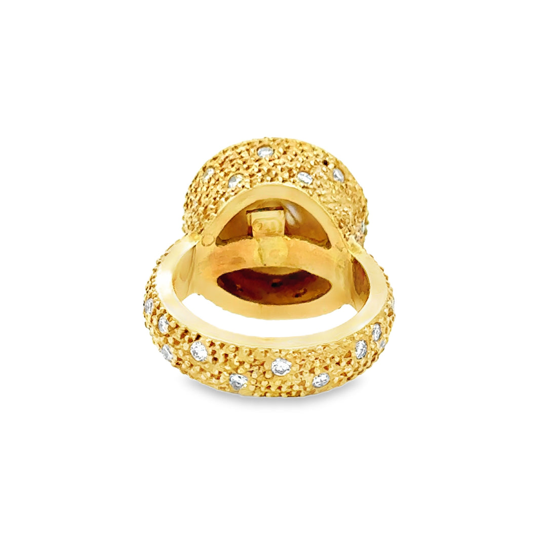 0.60 CTW Diamond &amp; 12mm Pearl 18K Yellow Gold Statement Ring
