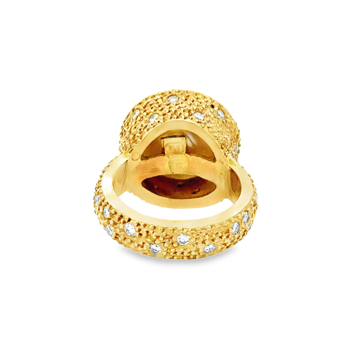 0.60 CTW Diamond &amp; 12mm Pearl 18K Yellow Gold Statement Ring
