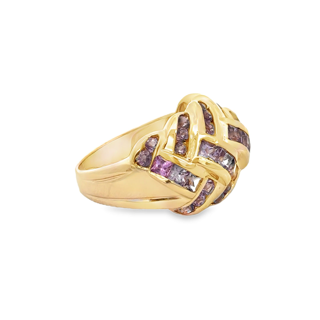 Pink Sapphire 14K Yellow Gold Dome Ring