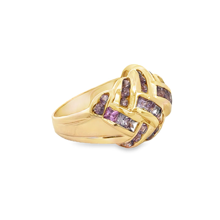 Pink Sapphire 14K Yellow Gold Dome Ring