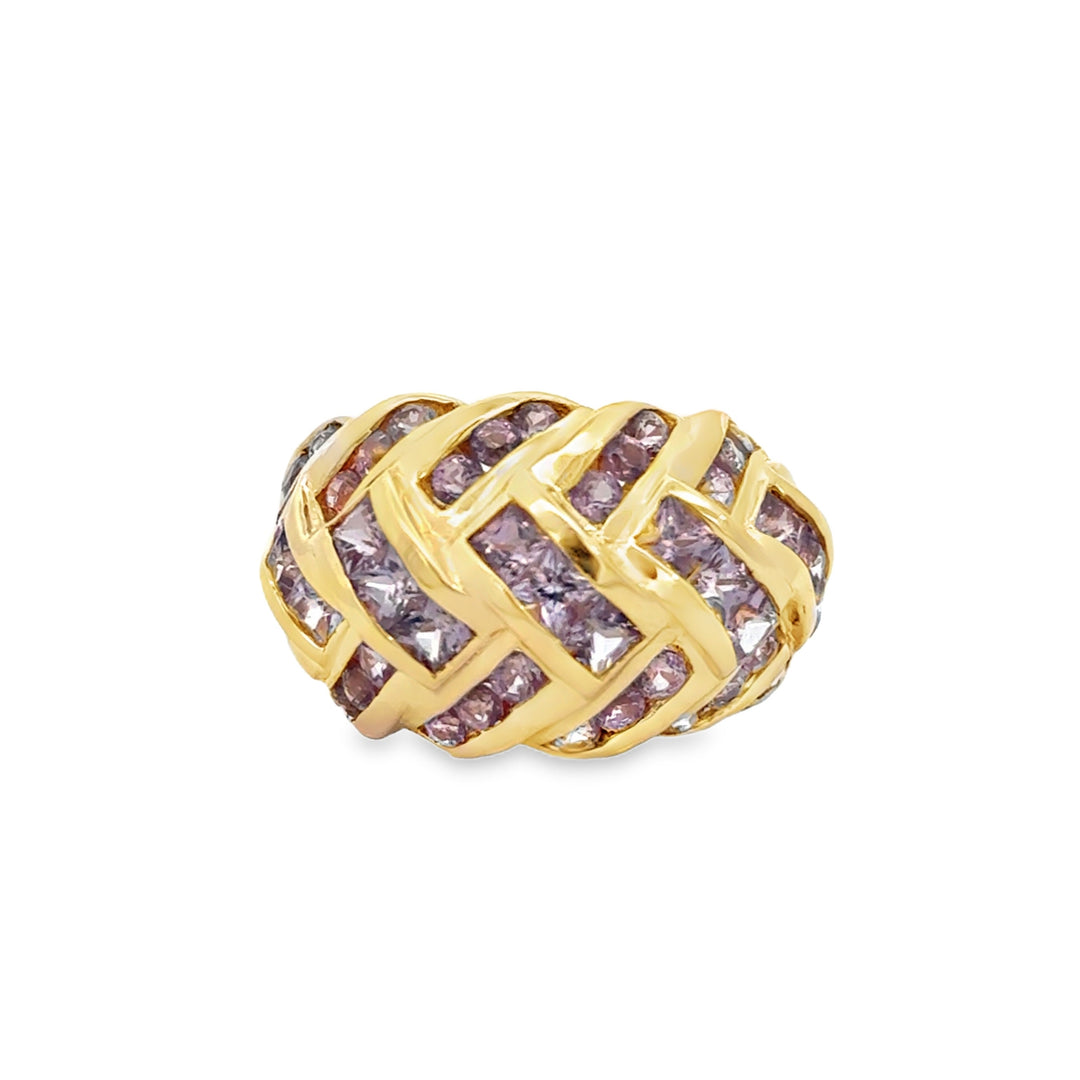 Pink Sapphire 14K Yellow Gold Dome Ring