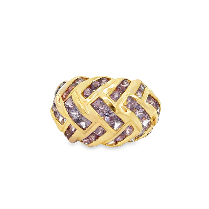 Pink Sapphire 14K Yellow Gold Dome Ring