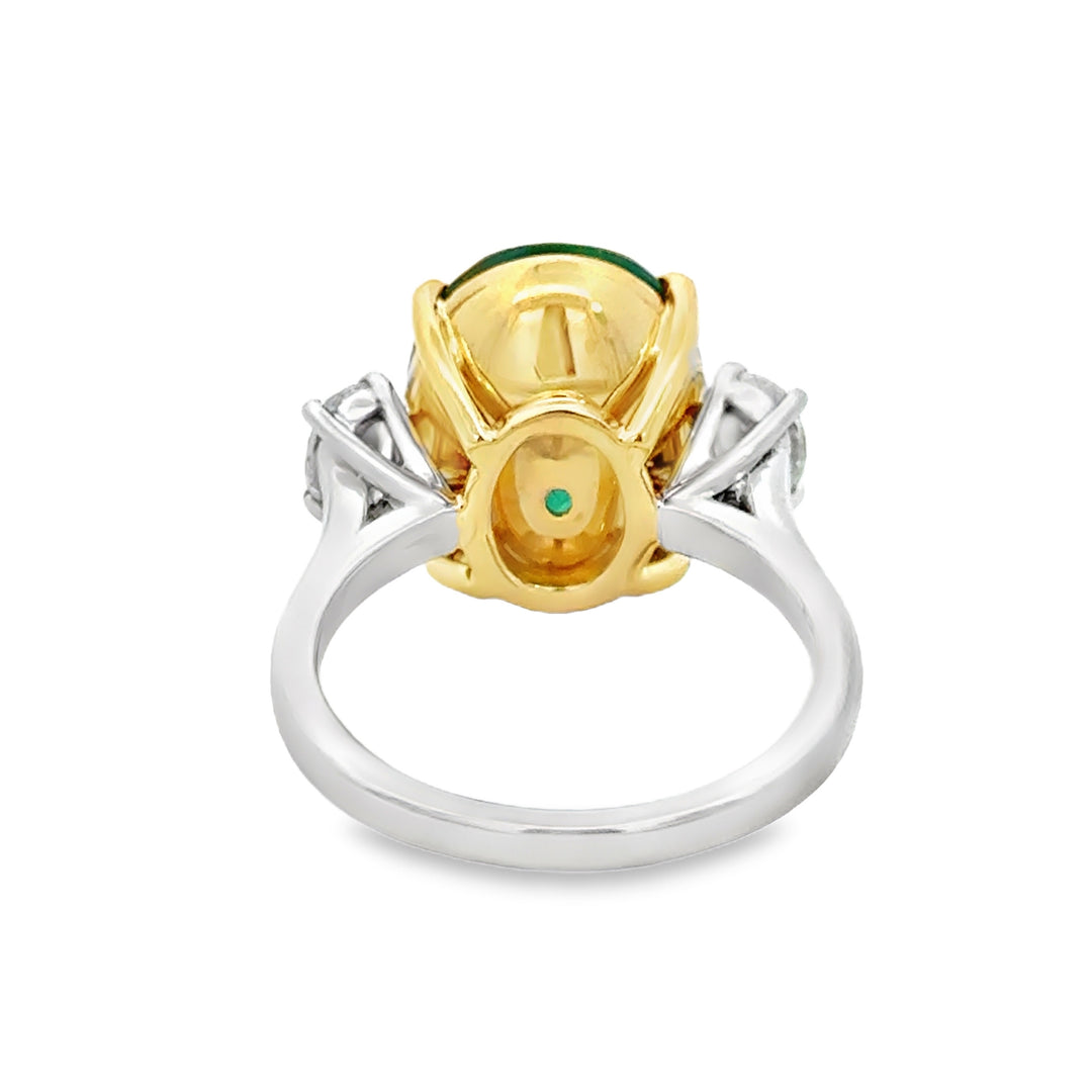 7.05 CT Emerald &amp; 0.66 CTW Diamond Platinum &amp; 18K Yellow Gold Ring
