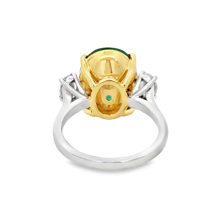 7.05 CT Emerald &amp; 0.66 CTW Diamond Platinum &amp; 18K Yellow Gold Ring