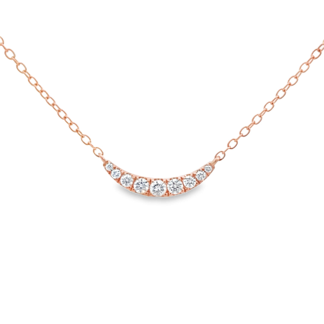 0.15 CTW Diamond 14K Rose Gold Half Moon Station Bar Necklace