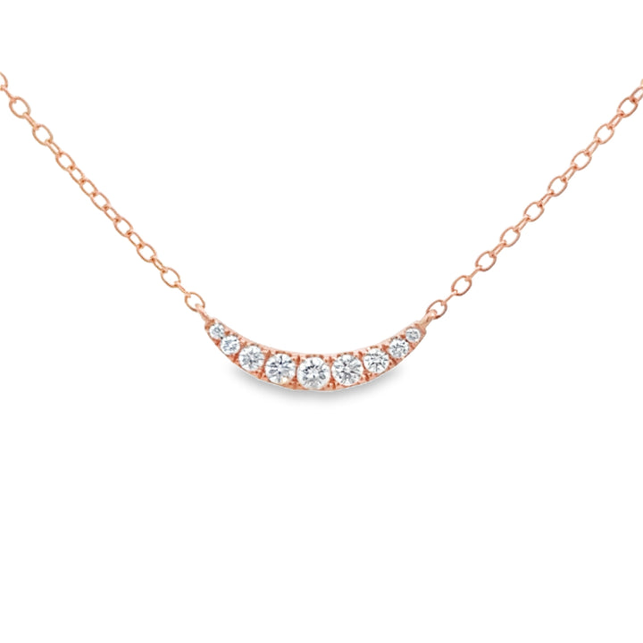 0.15 CTW Diamond 14K Rose Gold Half Moon Station Bar Necklace