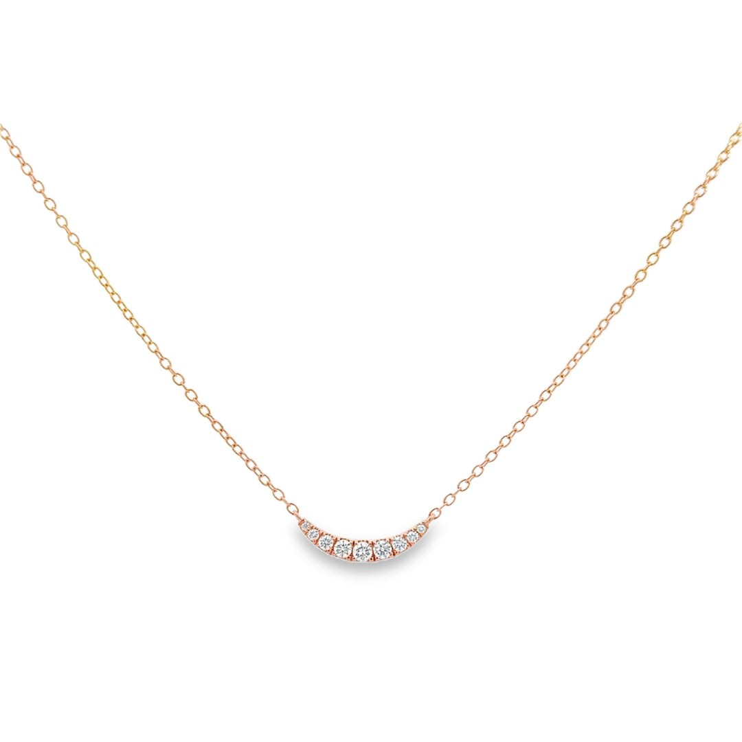 0.15 CTW Diamond 14K Rose Gold Half Moon Station Bar Necklace