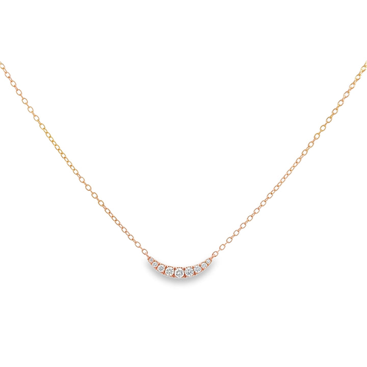 0.15 CTW Diamond 14K Rose Gold Half Moon Station Bar Necklace