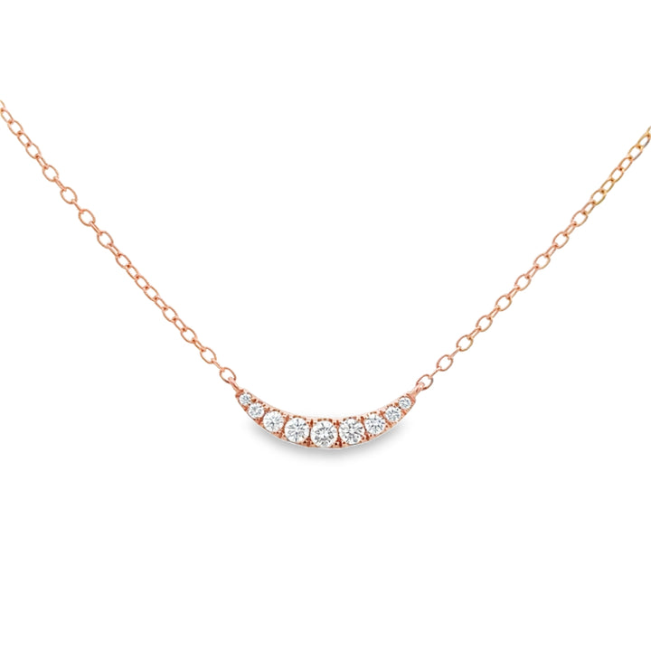 0.15 CTW Diamond 14K Rose Gold Half Moon Station Bar Necklace