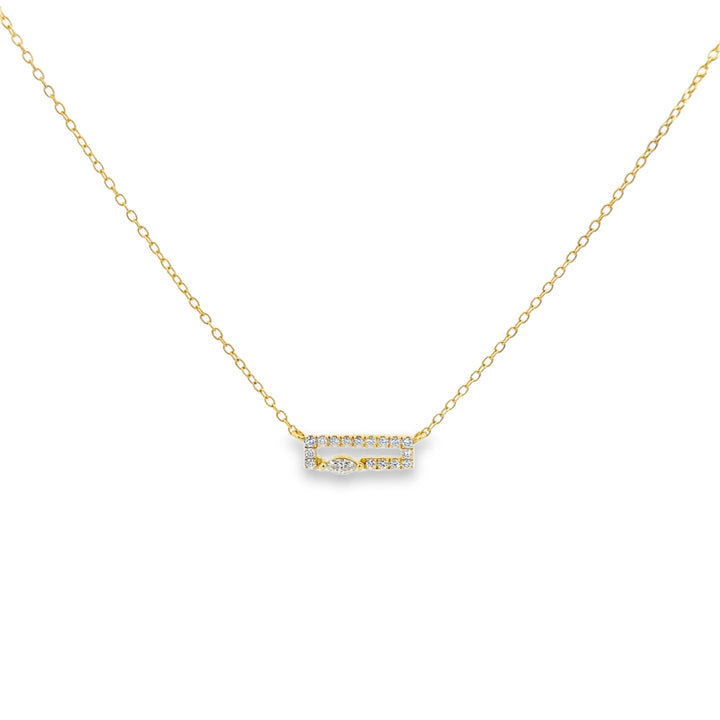 0.21 CTW Diamond 14K Yellow Gold Marquise &amp; Round Bar Necklace