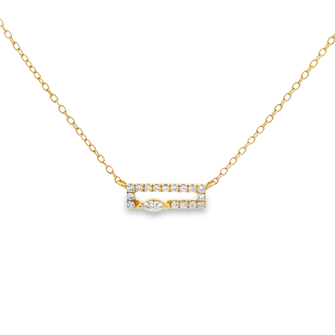 0.21 CTW Diamond 14K Yellow Gold Marquise &amp; Round Bar Necklace