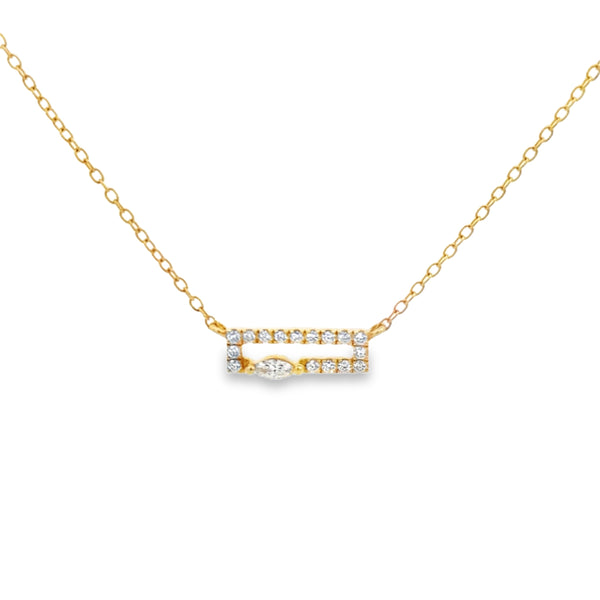 0.21 CTW Diamond 14K Yellow Gold Marquise & Round Bar Necklace