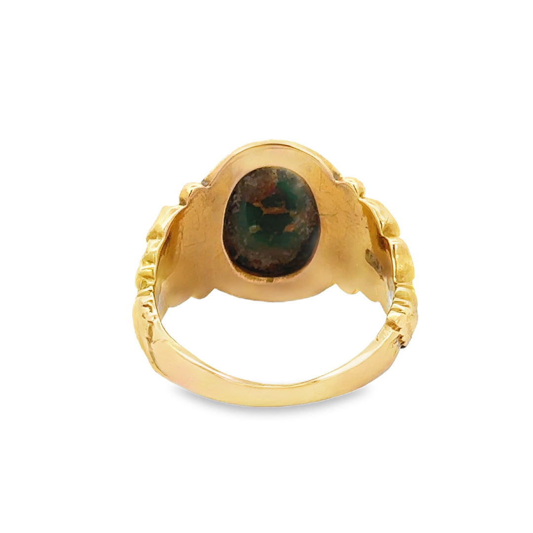 Turquoise 14K Yellow Gold Floral Ring