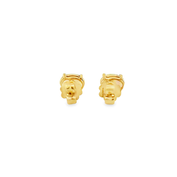 18K Yellow Gold 5x7mm Oval Opal Stud Earrings